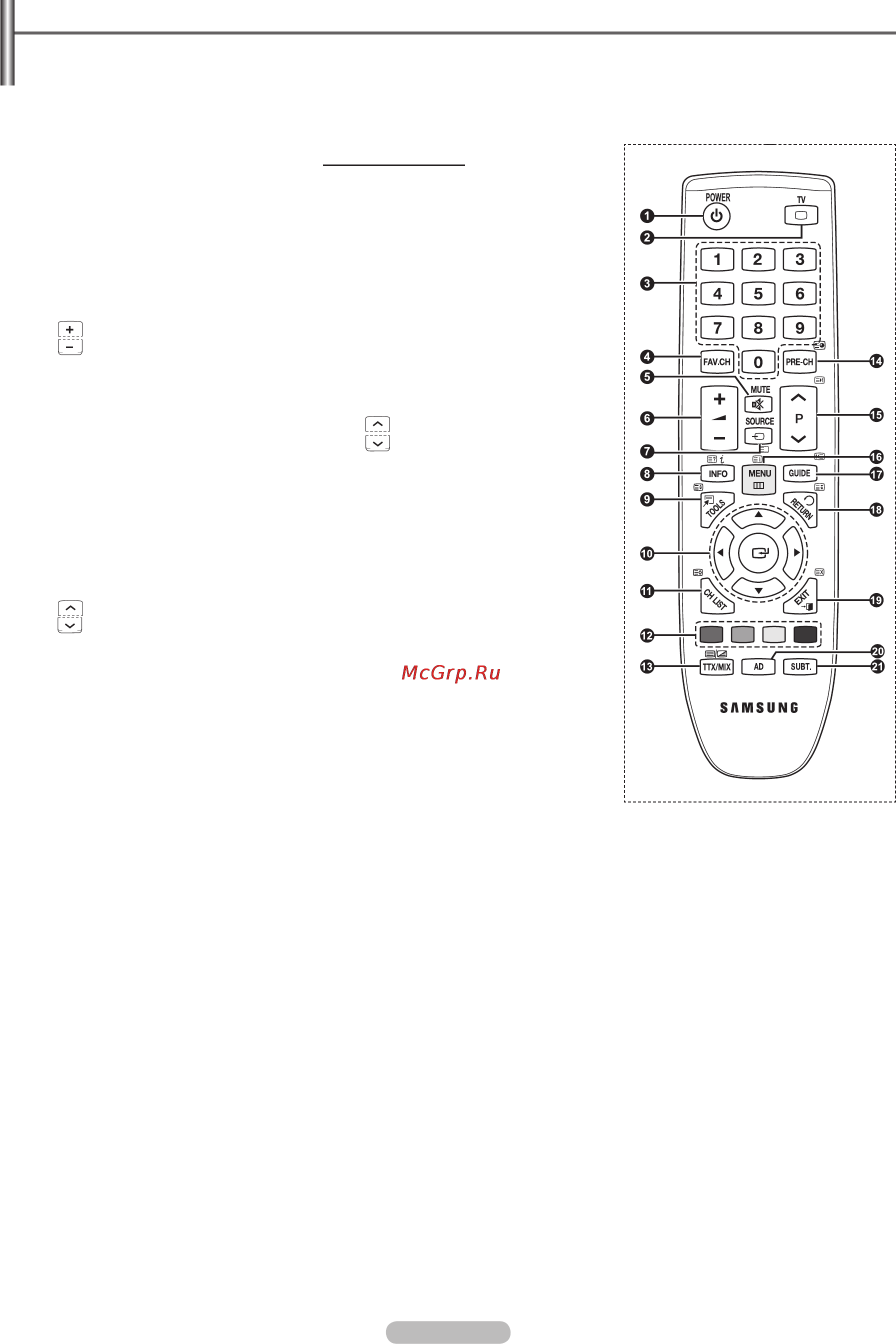 Samsung PS42B430P [7/63] Remote control