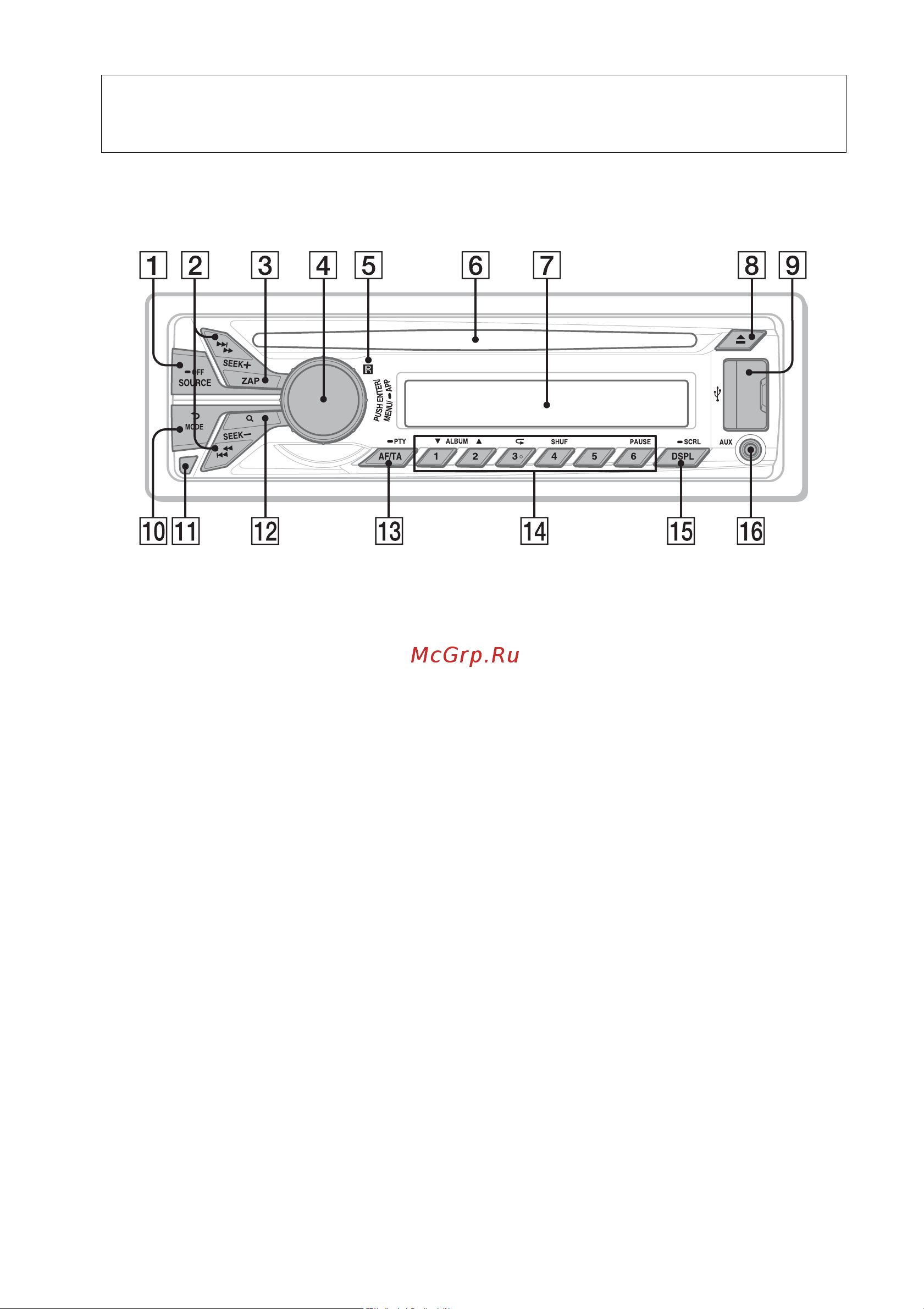 Sony CDXGT570UE [6/68] Основное устройство