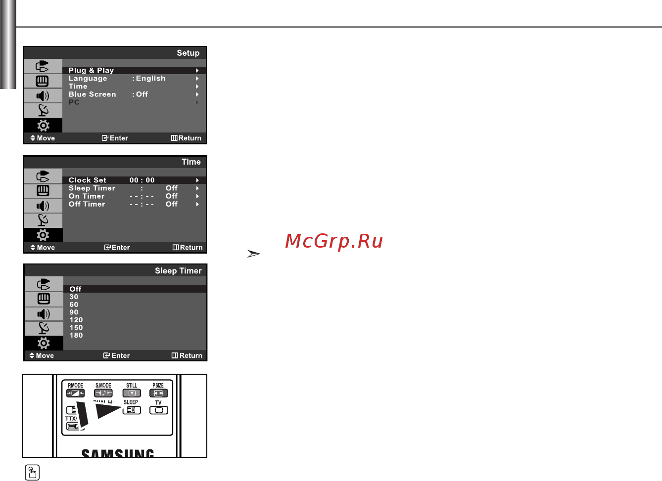 Samsung LE 19R71W [18/79] Setting the sleep timer