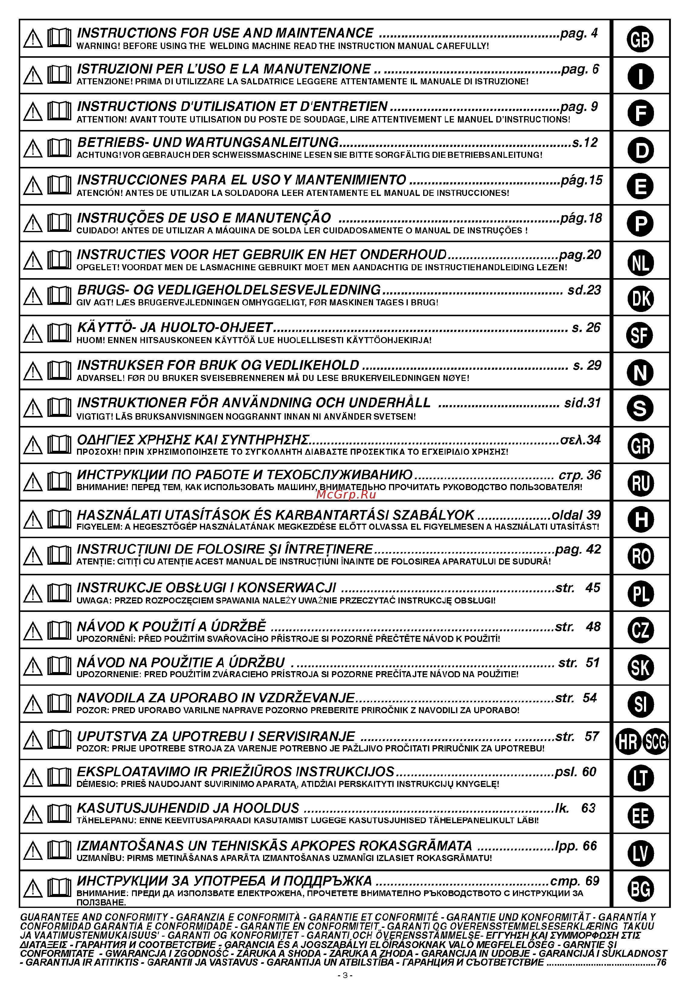 Telwin Technology 188 CE/GE 230V Инструкция по эксплуатации онлайн [3/10] 27392