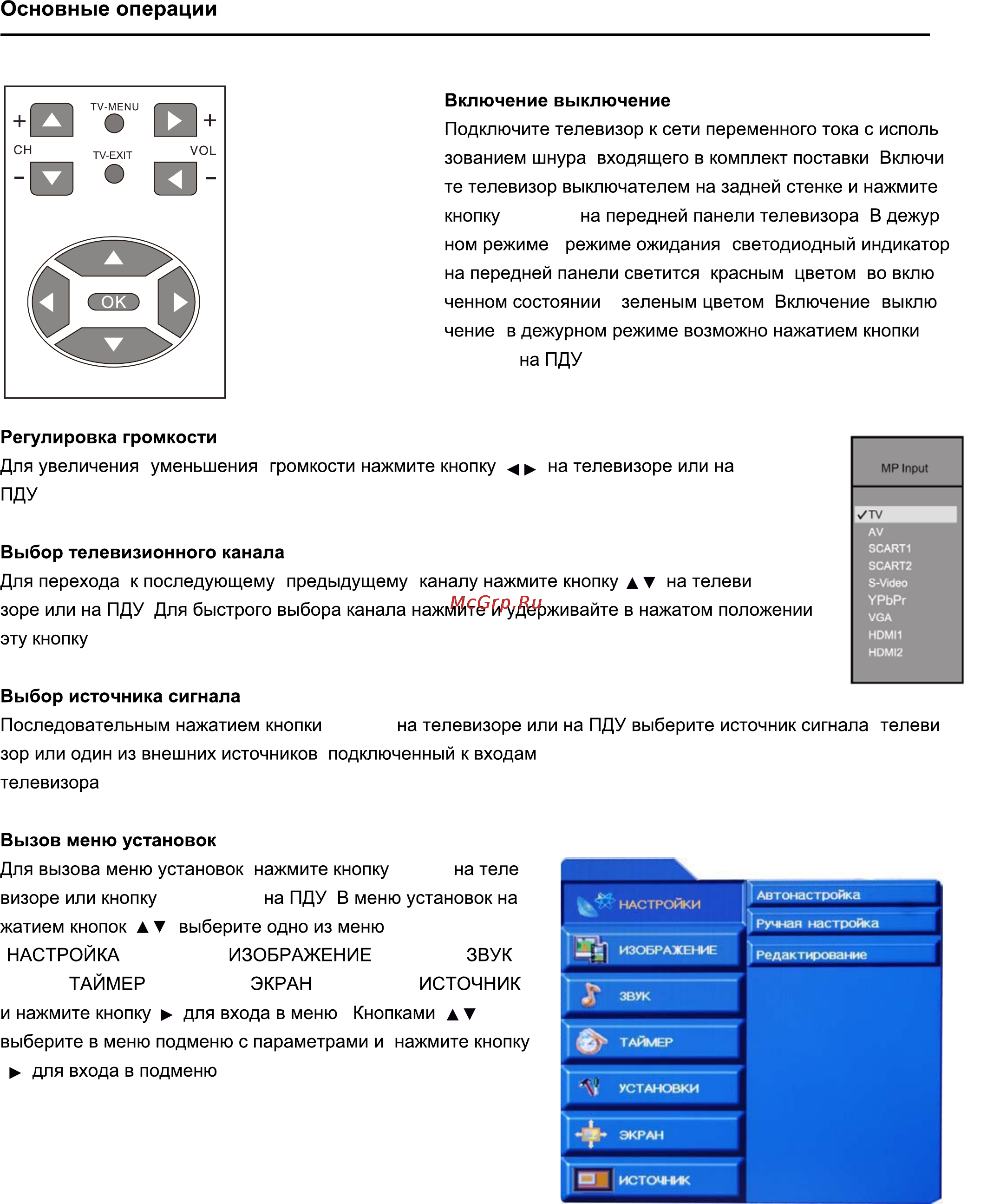 Akai 32PDP-503P [10/17] Основные операции