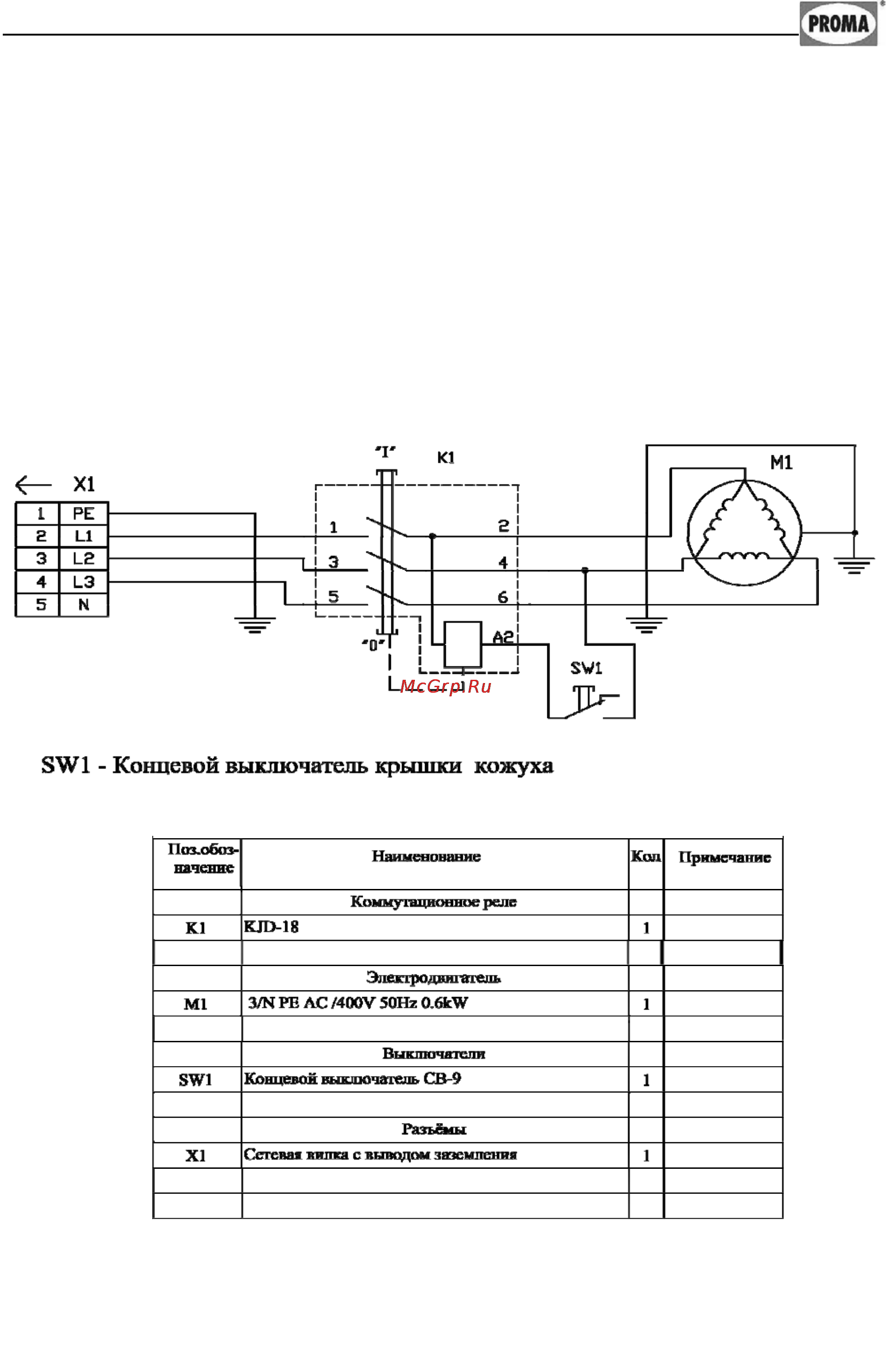 Proma E-1316B/400 25401301 [13/24] Электрооборудование