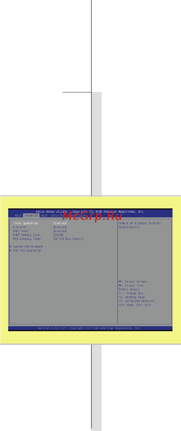 MSI Wind U160MX-017 [84/90] Advanced menu меню дополнительно