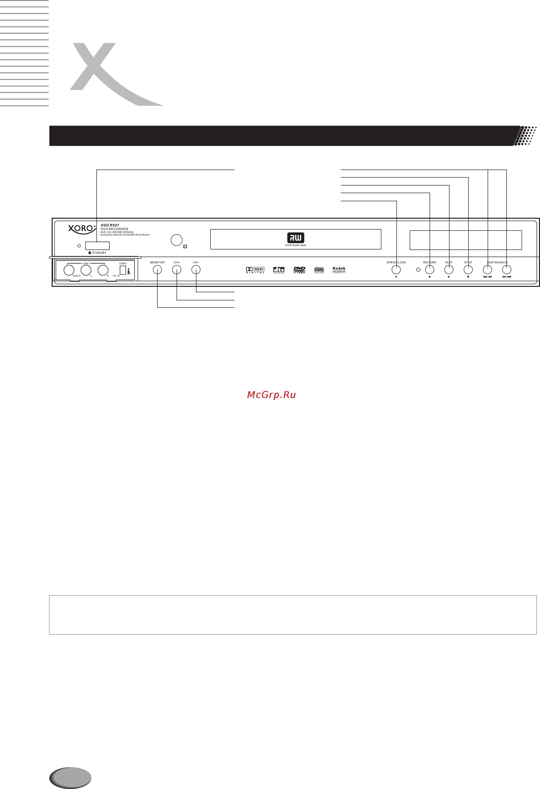 Xoro HSD R547 [8/64] Введение
