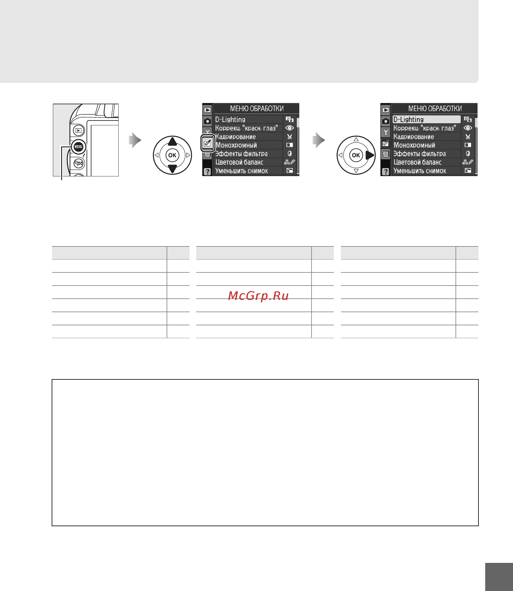 Nikon D3100 Kit 18-55 II Kit Black [167/224] Меню обработки создание обработанных копий