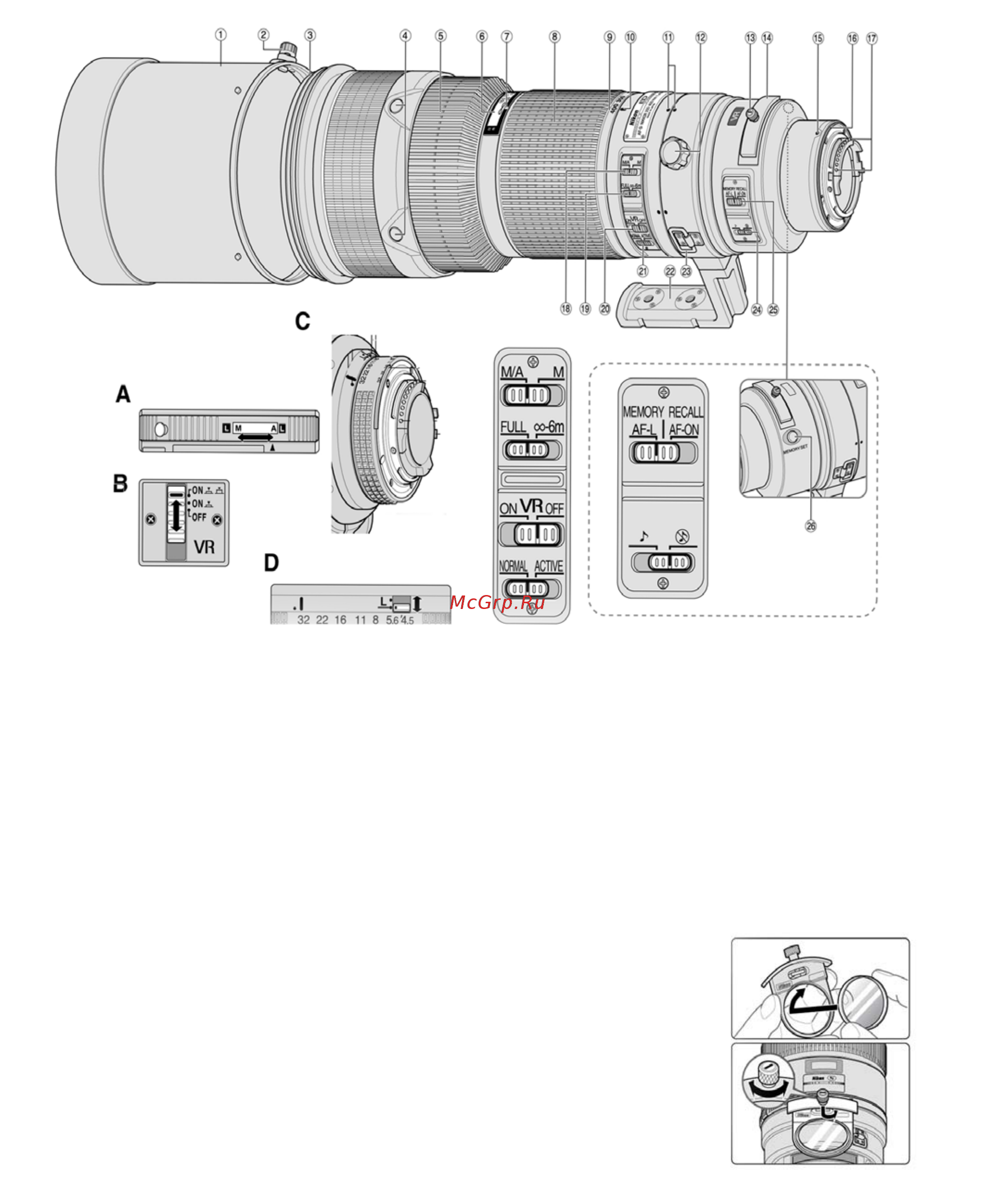 Nikon AF-S NIKKOR 24-70mm f/2.8E ED VR Инструкция по эксплуатации онлайн