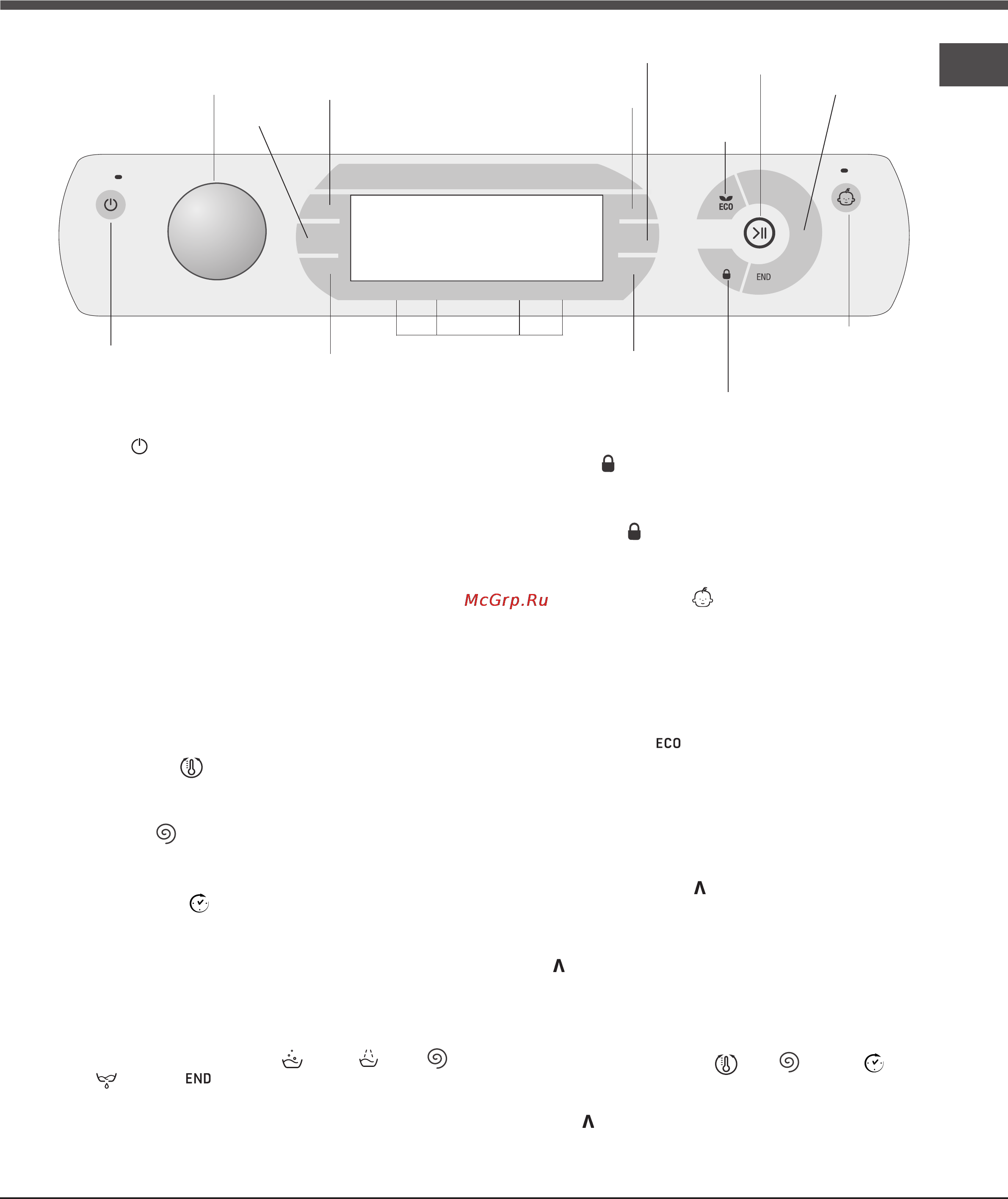 Hotpoint-Ariston AQ113D 697 B [7/72] Touch control panel