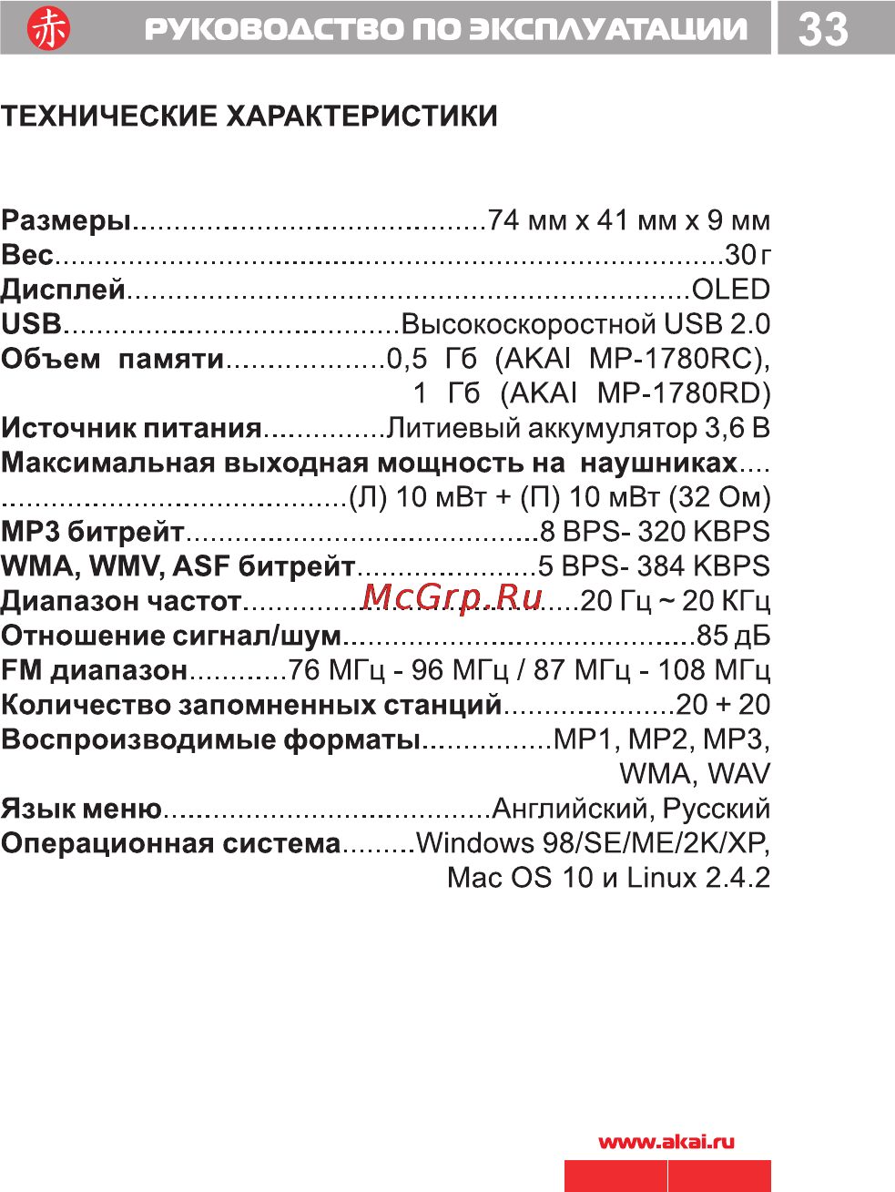 Akai MP-1780RD [35/36] 1780 pdf