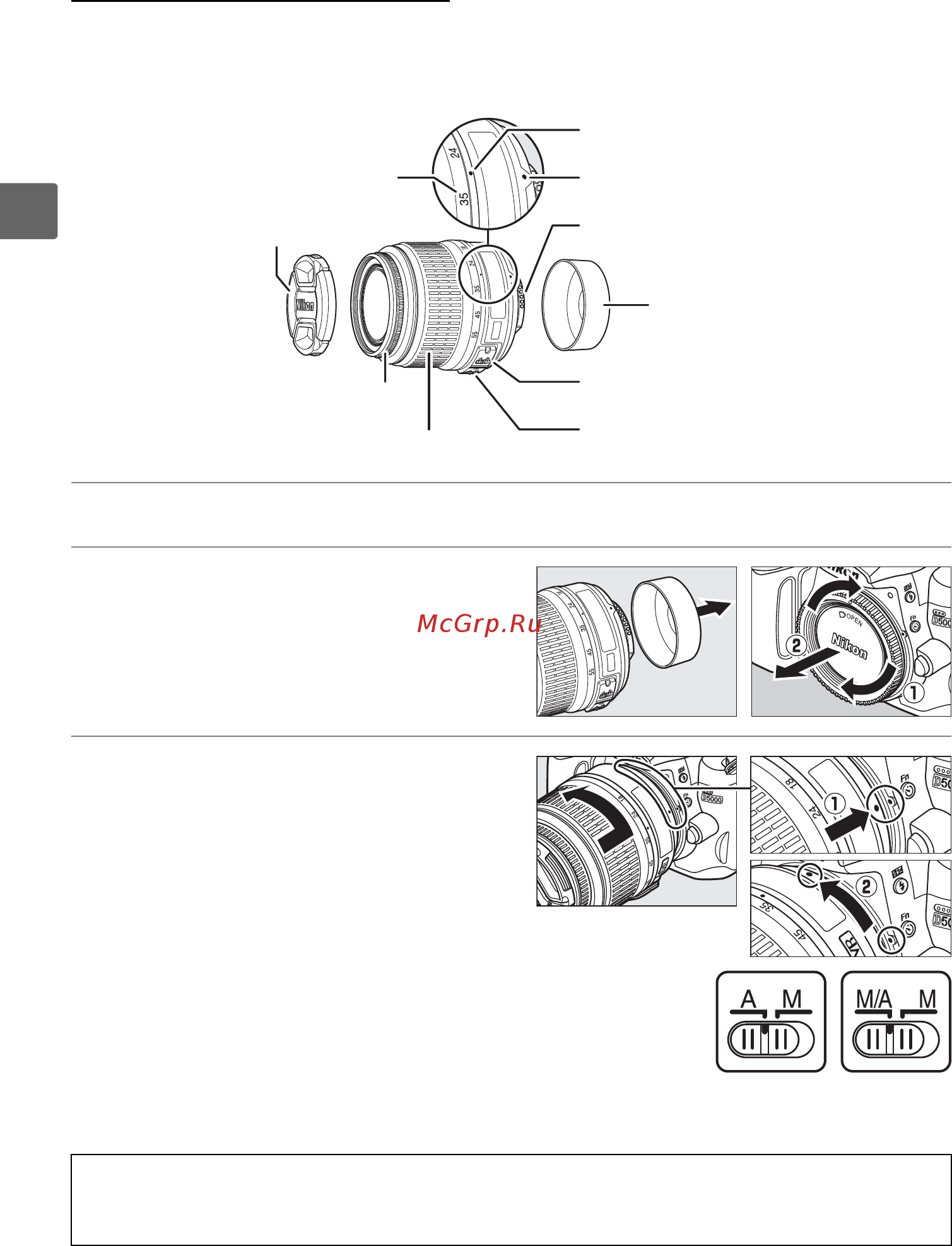 Nikon D5000 AF-S DX 18-55 VR [36/256] Установите объектив