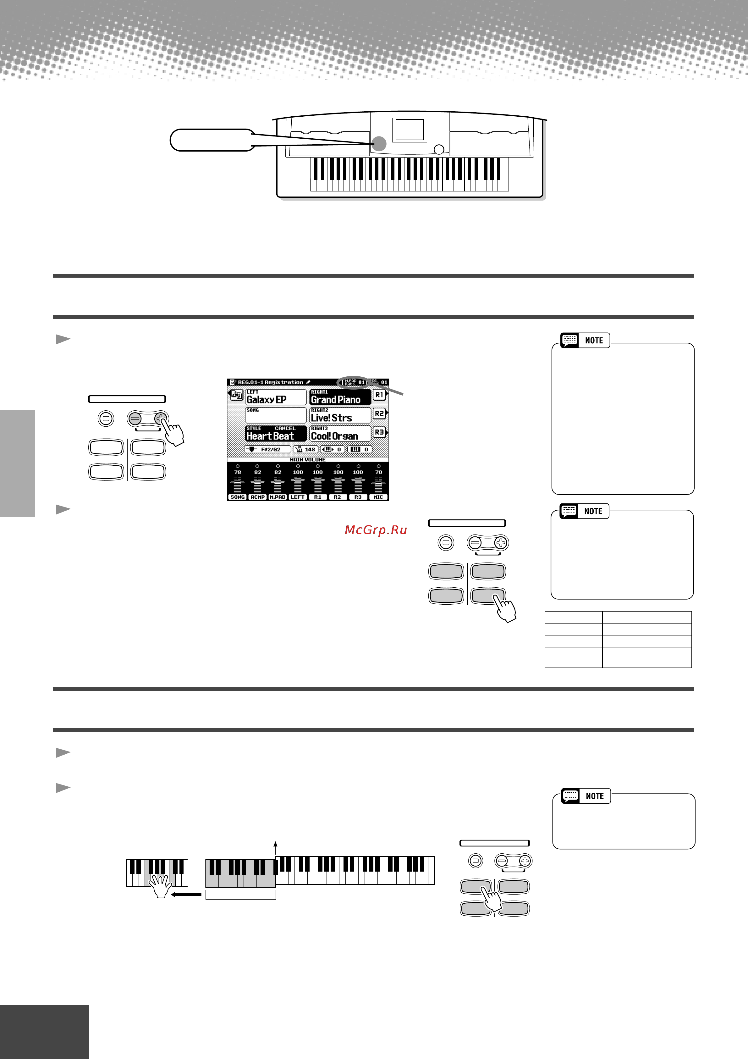 Yamaha PSR-9000 [34/214] Play a chord with your left hand and press any of the multi pads