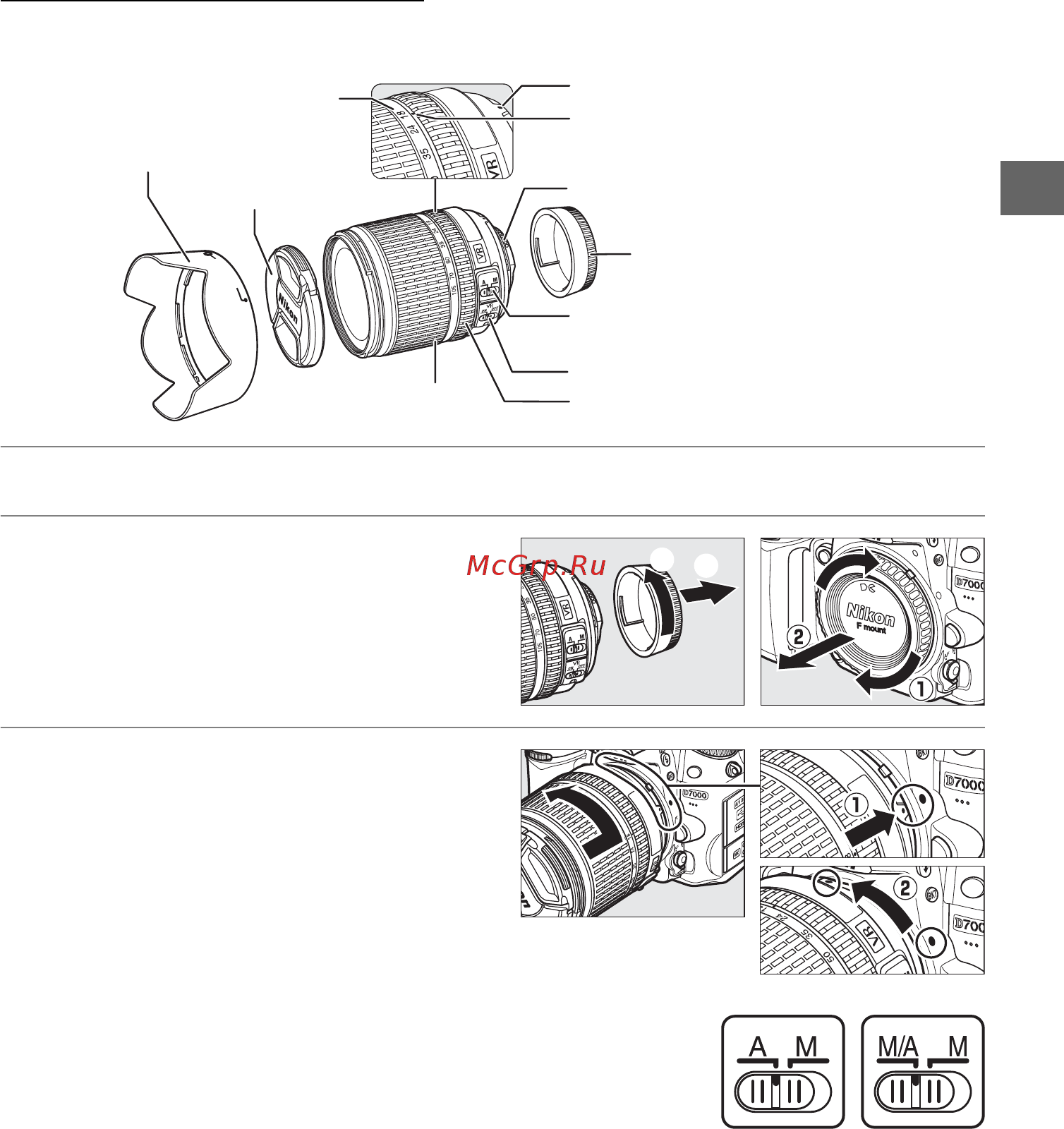 Nikon D7000 KIT 18-105 [45/348] Установите объектив