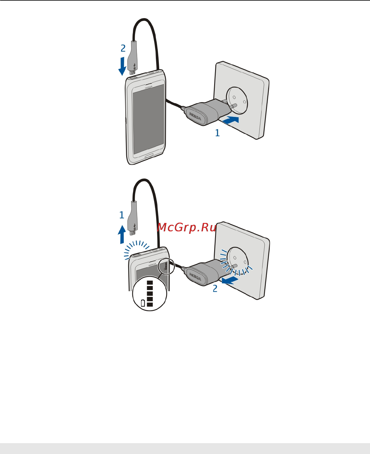 Nokia E7-00 Grey [16/142] Зарядка аккумулятора через usb