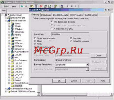 OKI C5510 MFP [38/127] Выберите вкладку directory каталог на странице properties свойства проверьте что выбраны полномочия read чтение write запись и directory browsing просмотр каталога