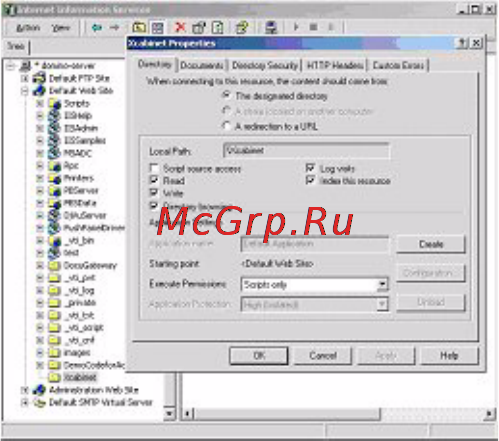 OKI C5540 MFP [34/135] Выберите вкладку directory каталог на страничке properties свойства проверьте что выбраны полномочия read чтение write запись и directory browsing просмотр каталога