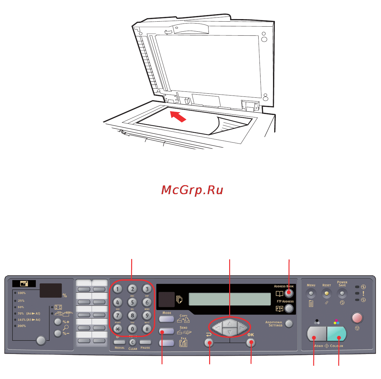 OKI C5550 MFP [58/191] Размещение документа ов на стекле
