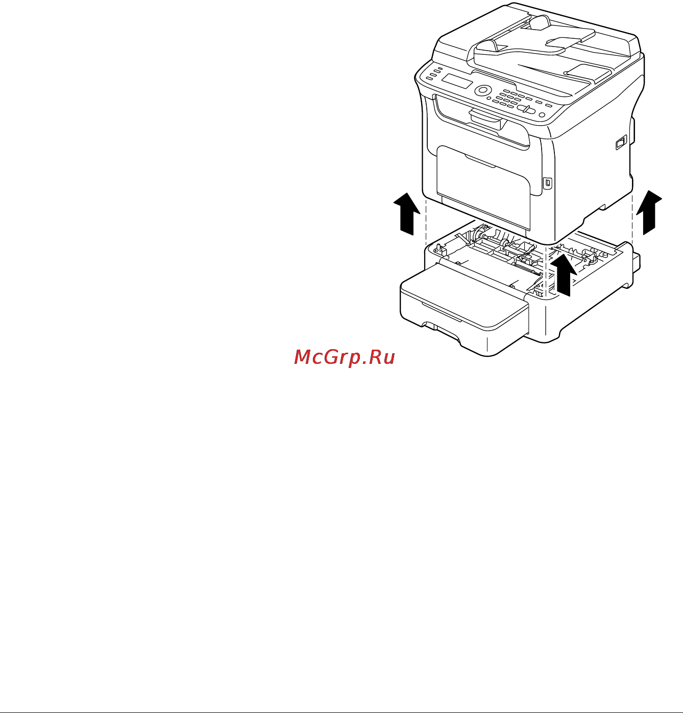 OKI MC160n [190/280] Очистка подающих роликов носителей для лотка 2