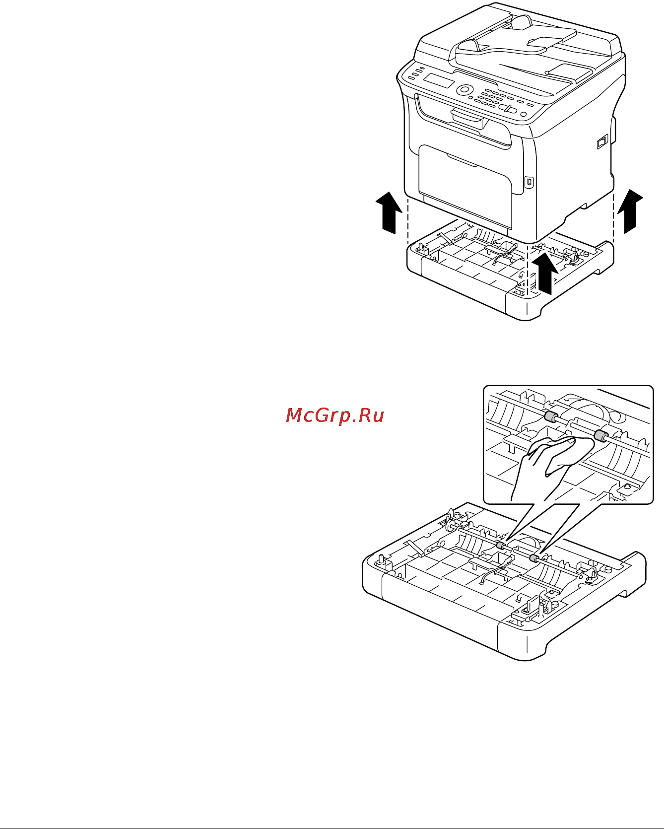 OKI MC160n [192/280] Очистка подающих роликов носителей для дополнительного устройства
