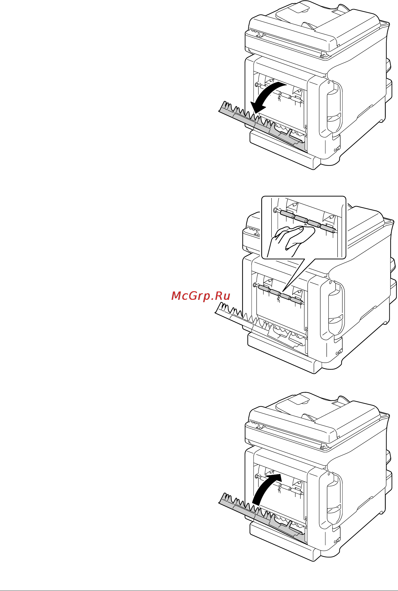 OKI MC160n [194/280] Очистка подающих роликов носителей для дуплексере