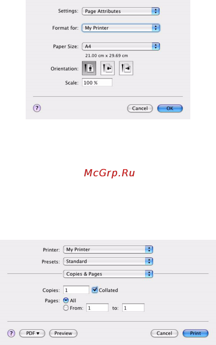 OKI MC350 [67/119] Настройки печати в mac os x