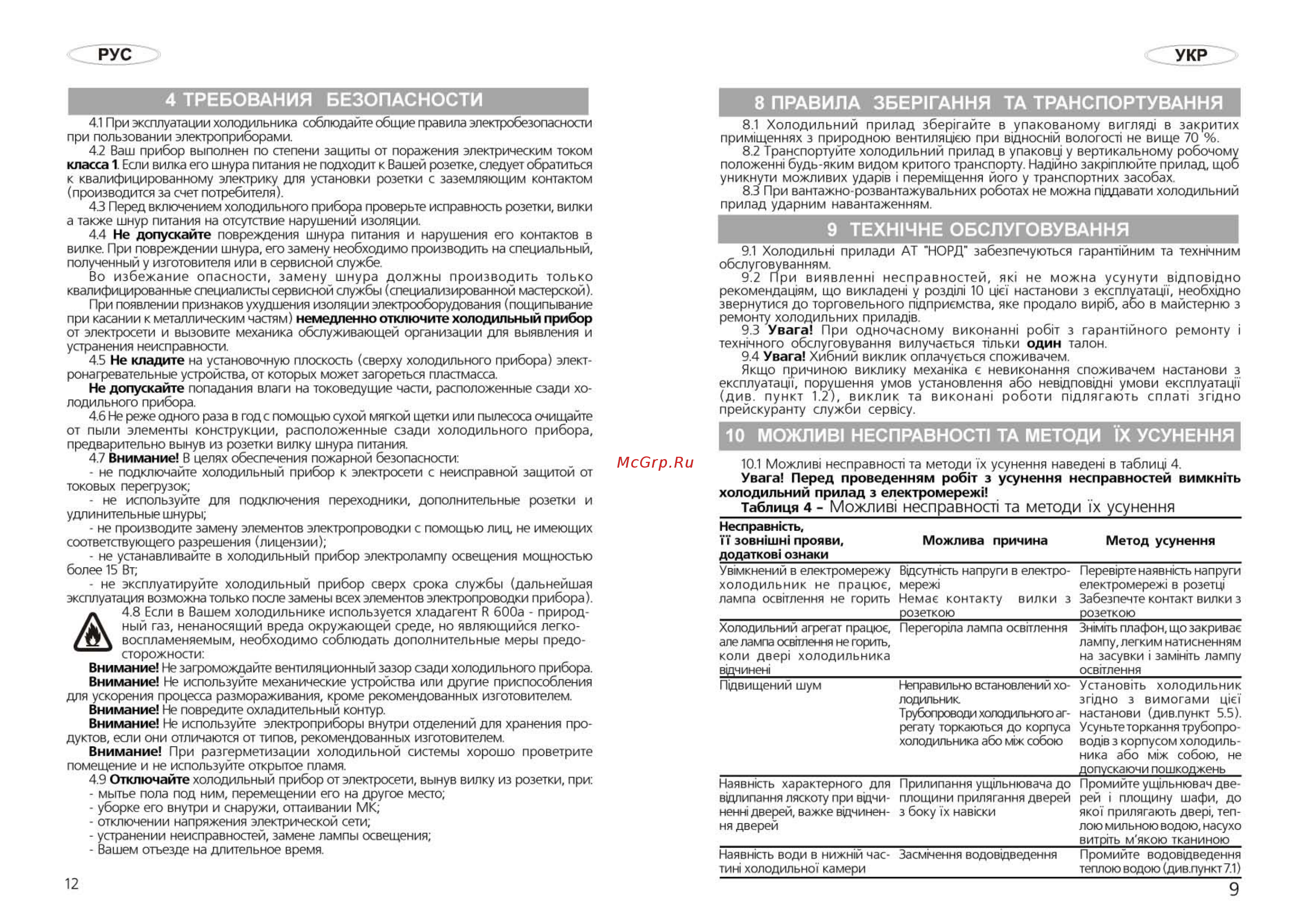 Nord ДХ-271-010 [9/10] Можлив1 несправност1 та методи ix усунення