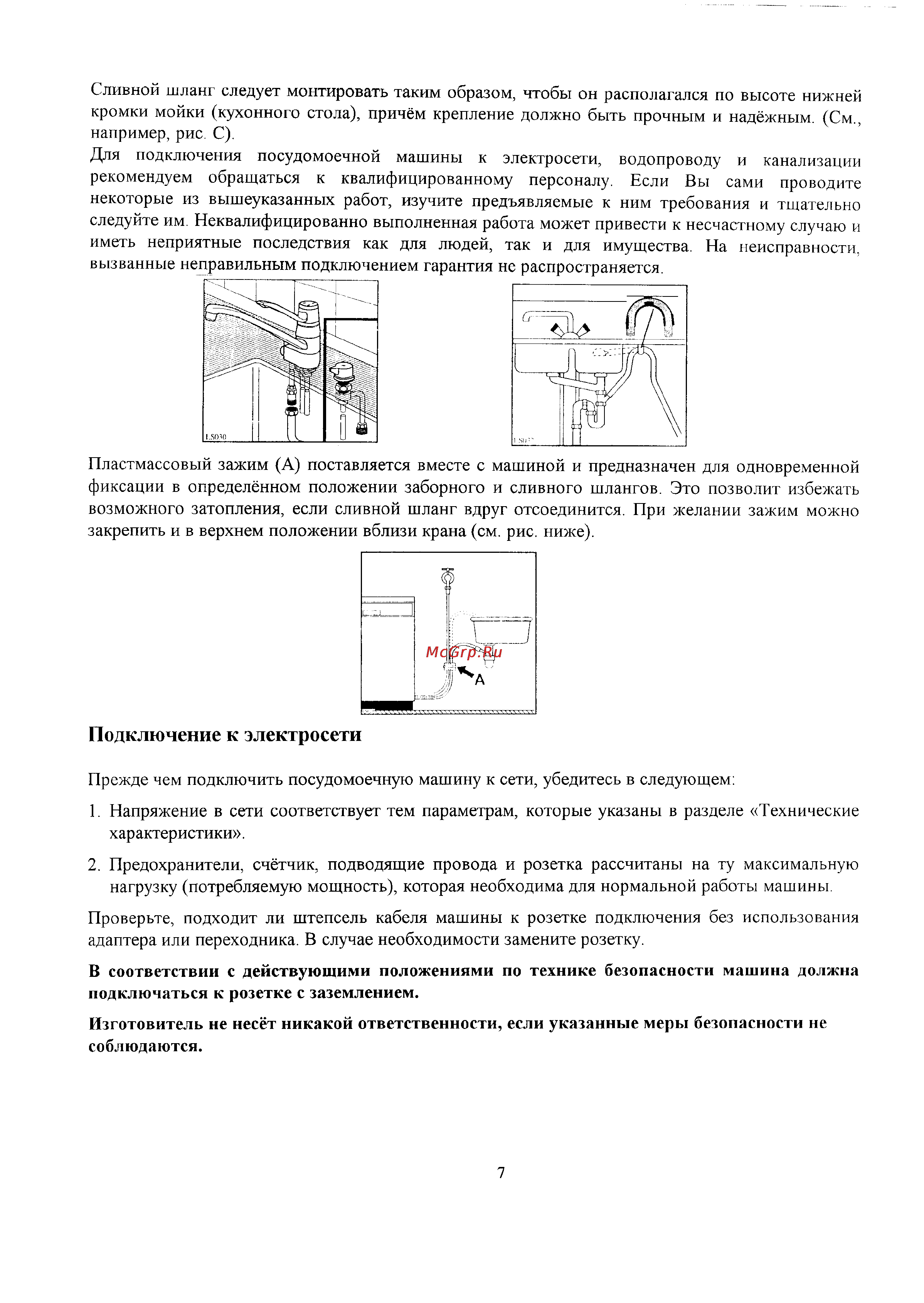 Zanussi IT 5660 [7/27] Подключение к электросети