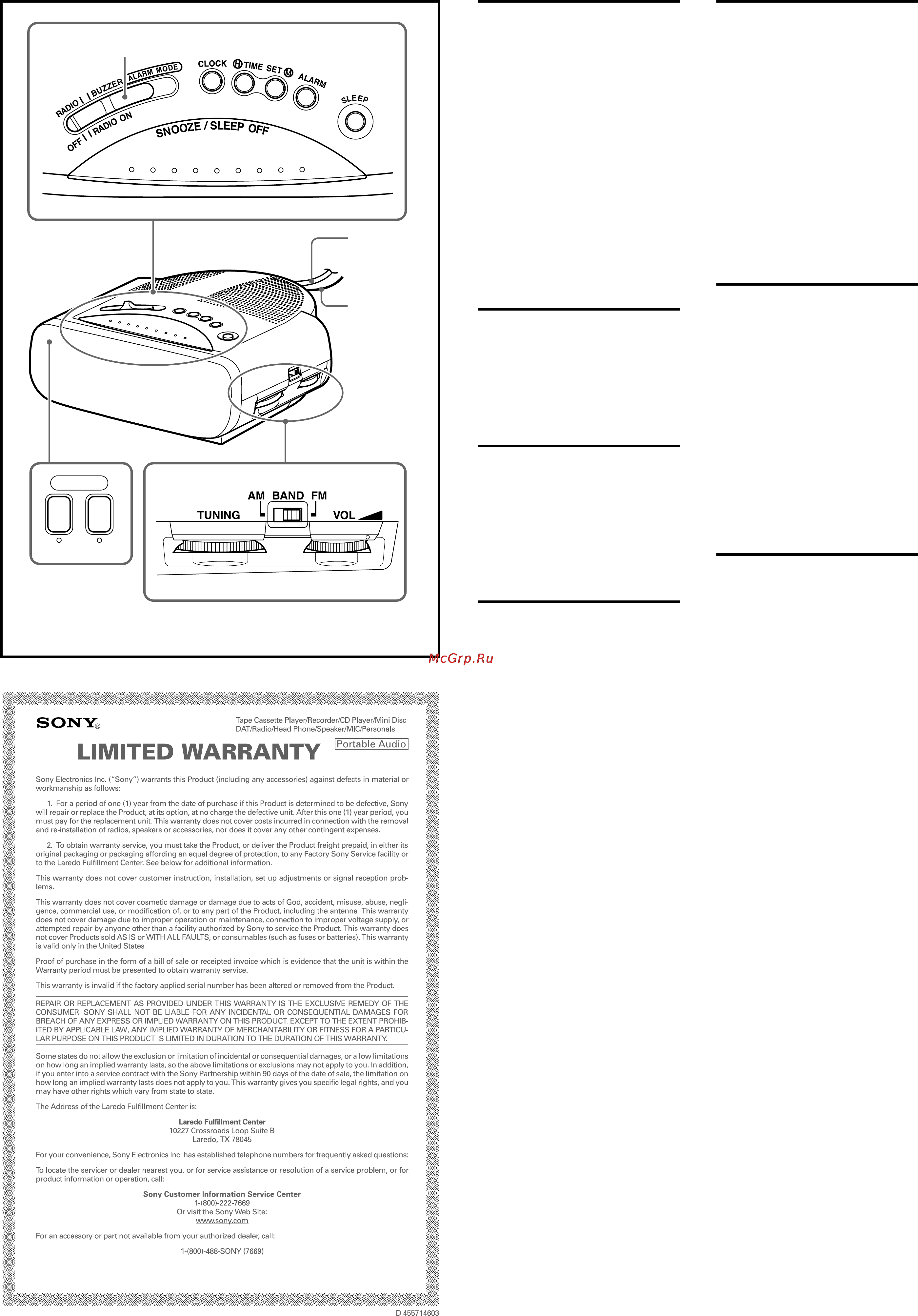 Sony ICF-C212 [2/2] Setting the clock