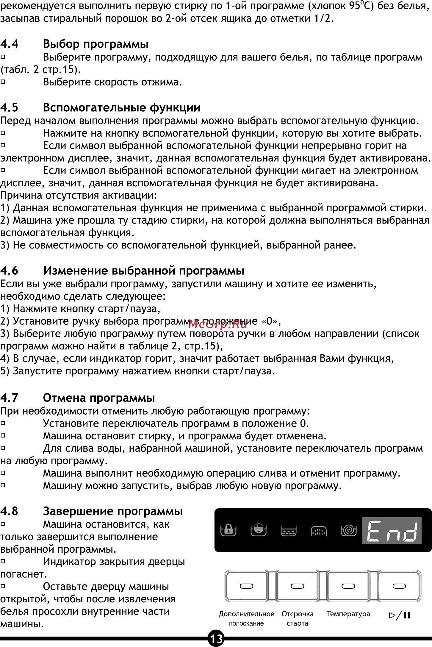 Vestel WMO 1041 LE [15/28] Выбор программы