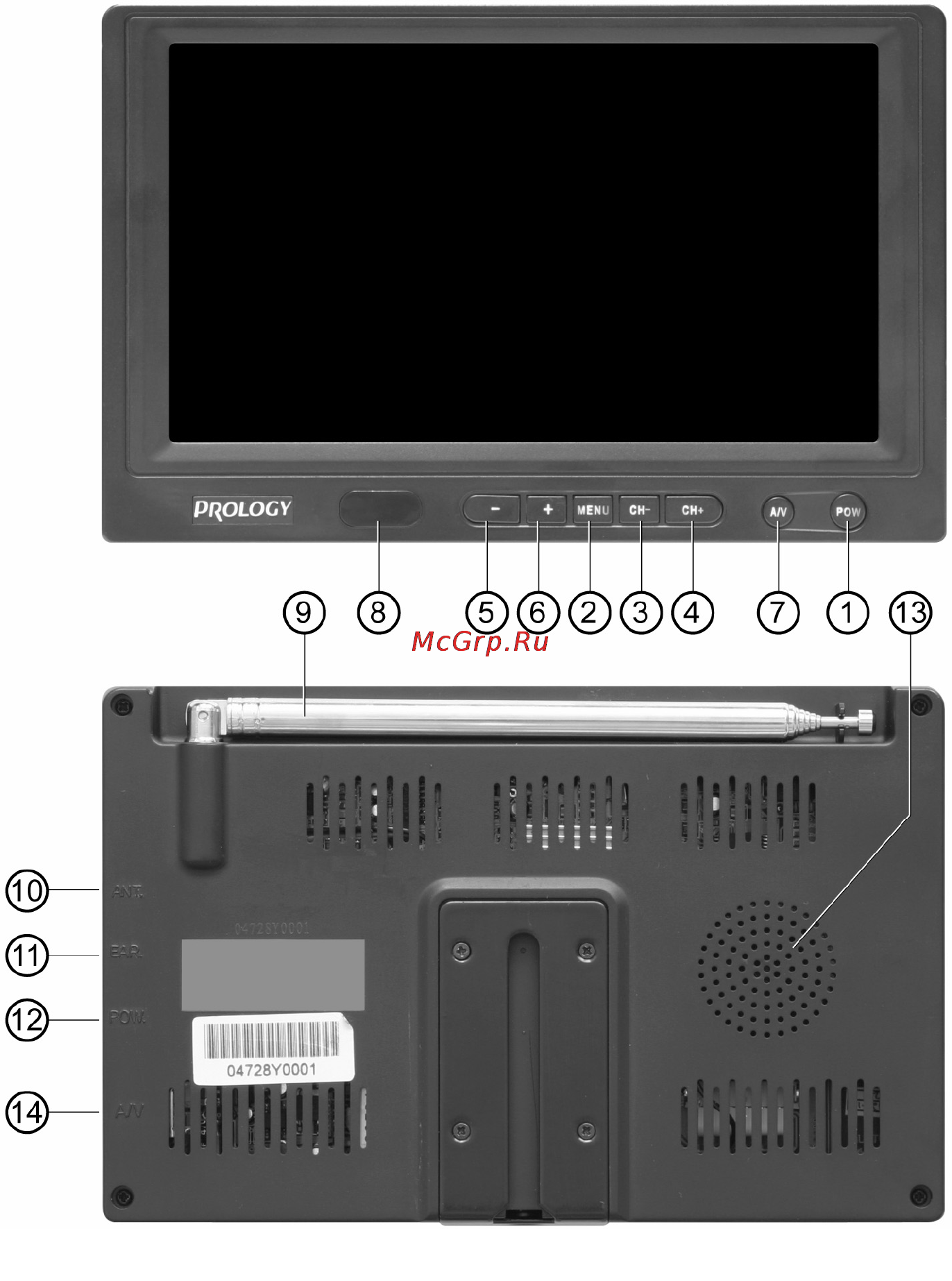 Prology HDTV-900WNS [6/12] Элементы управления и их функции