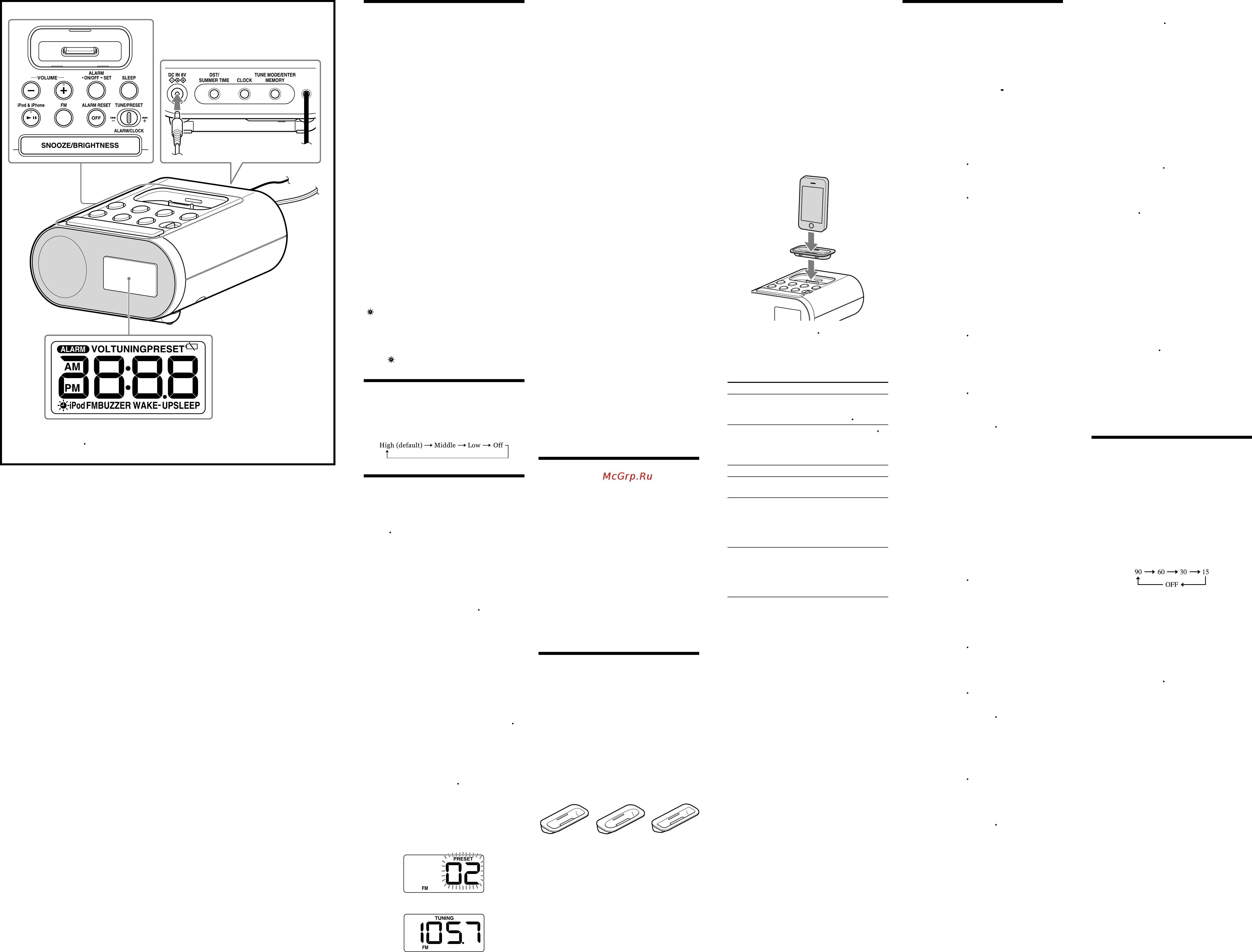 Sony ICF-C05IP [2/2] Press alarm on off to select alarm