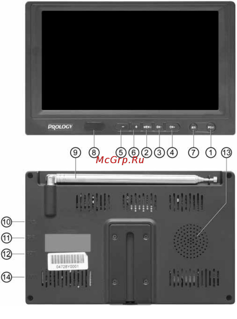 Prology HDTV-850WNS [4/8] Элементы управления и их функции