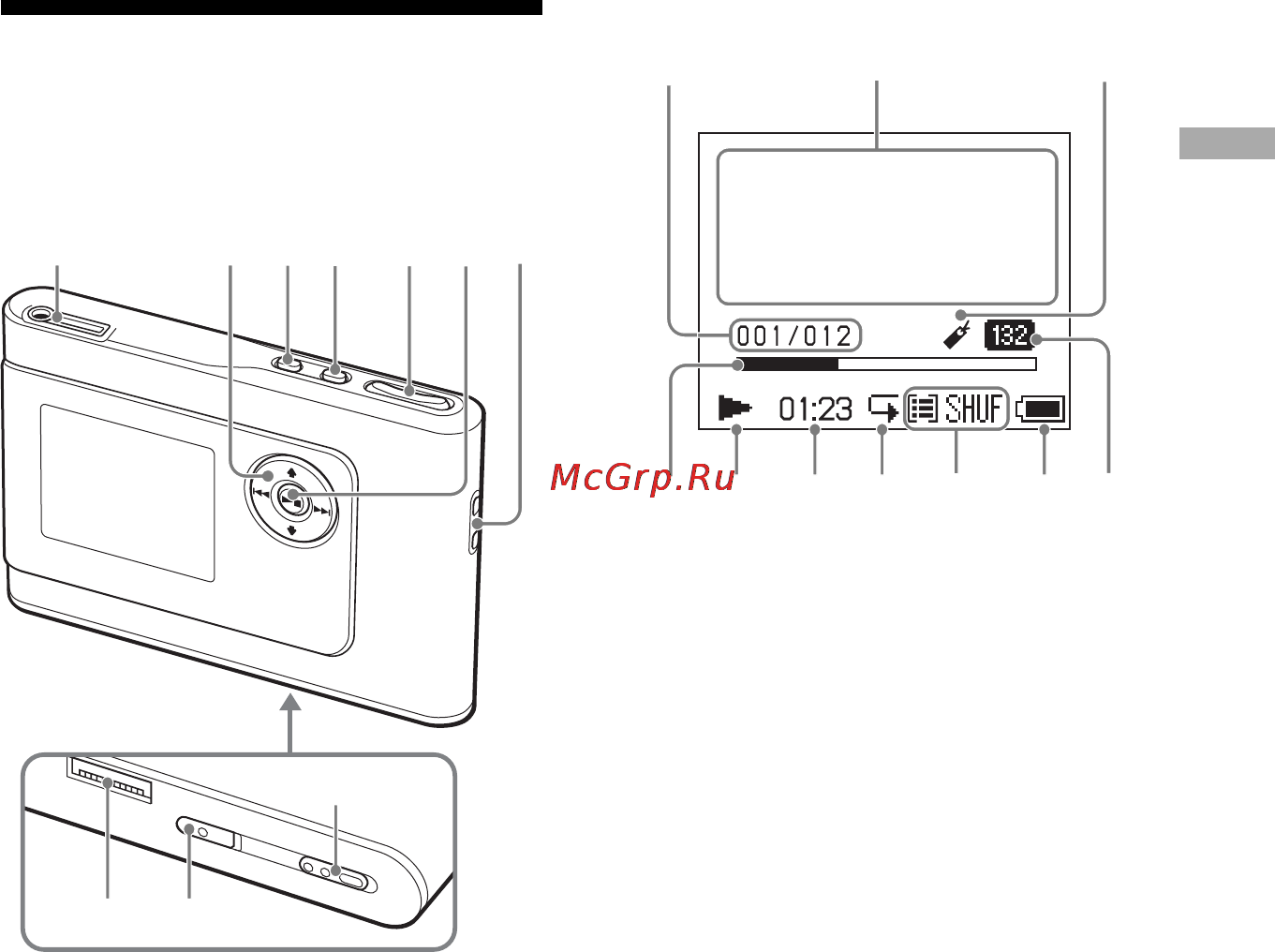 Sony NW-HD1 [7/46] Guide to parts and controls