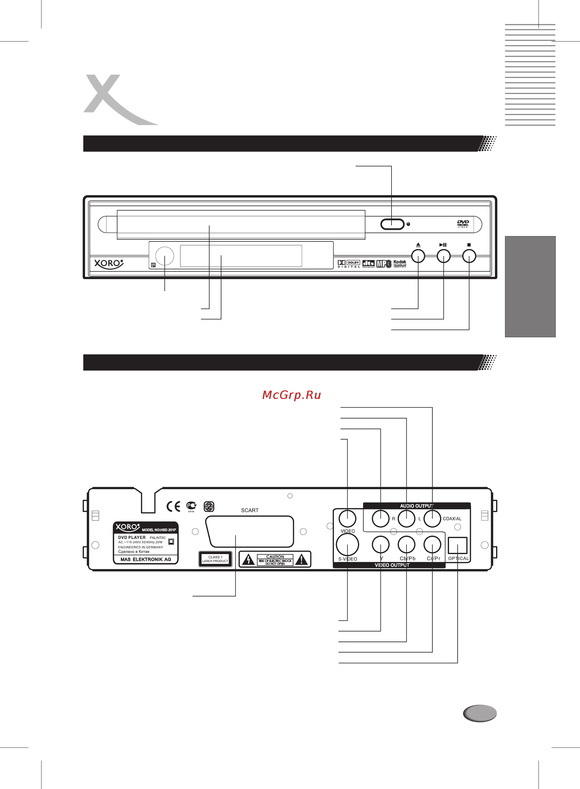 Xoro HSD 202 P [37/92] Тыловая панель