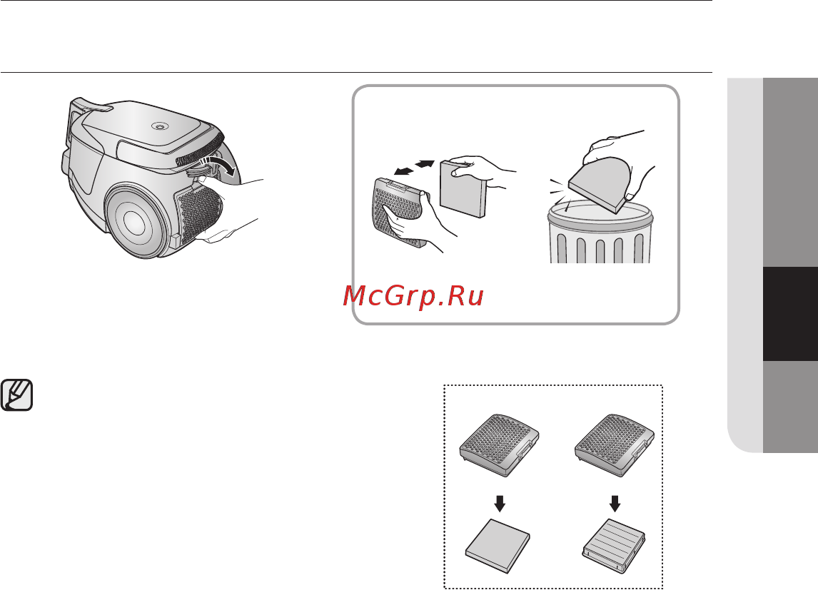Samsung VC20DVNDCRD [13/48] Использование и уход за насадками и фильтром