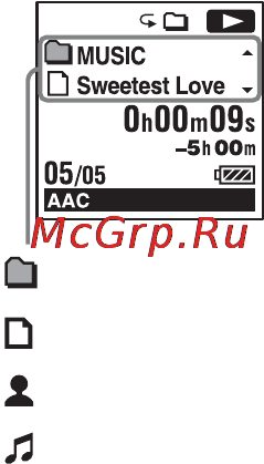 Sony ICD-SX712 2Gb [126/179] Дисплей во время воспроизведения музыкального файла