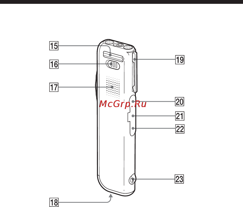 Sony ICD-SX20 [66/68] Укaзaтeль дeтaлeй и оpгaнов yпpaвлeния пpодолжeниe