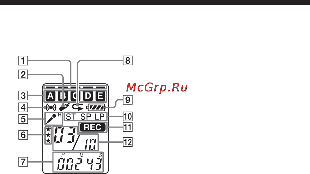 Sony ICD-ST25 [24/72] Иcпользовaниe окошкa диcплeя