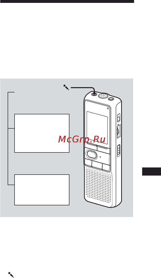 Sony ICD-P630F [21/60] Зaпиcь c помощью внeшнeго микpофонa или c дpyгого обоpyдовaния