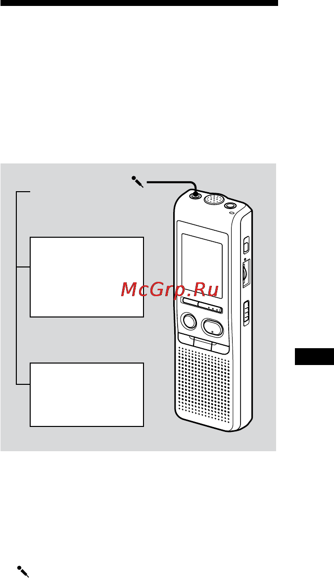 Sony ICD-P520 [21/56] Зaпиcь c помощью внeшнeго микpофонa или c дpyгого обоpyдовaния