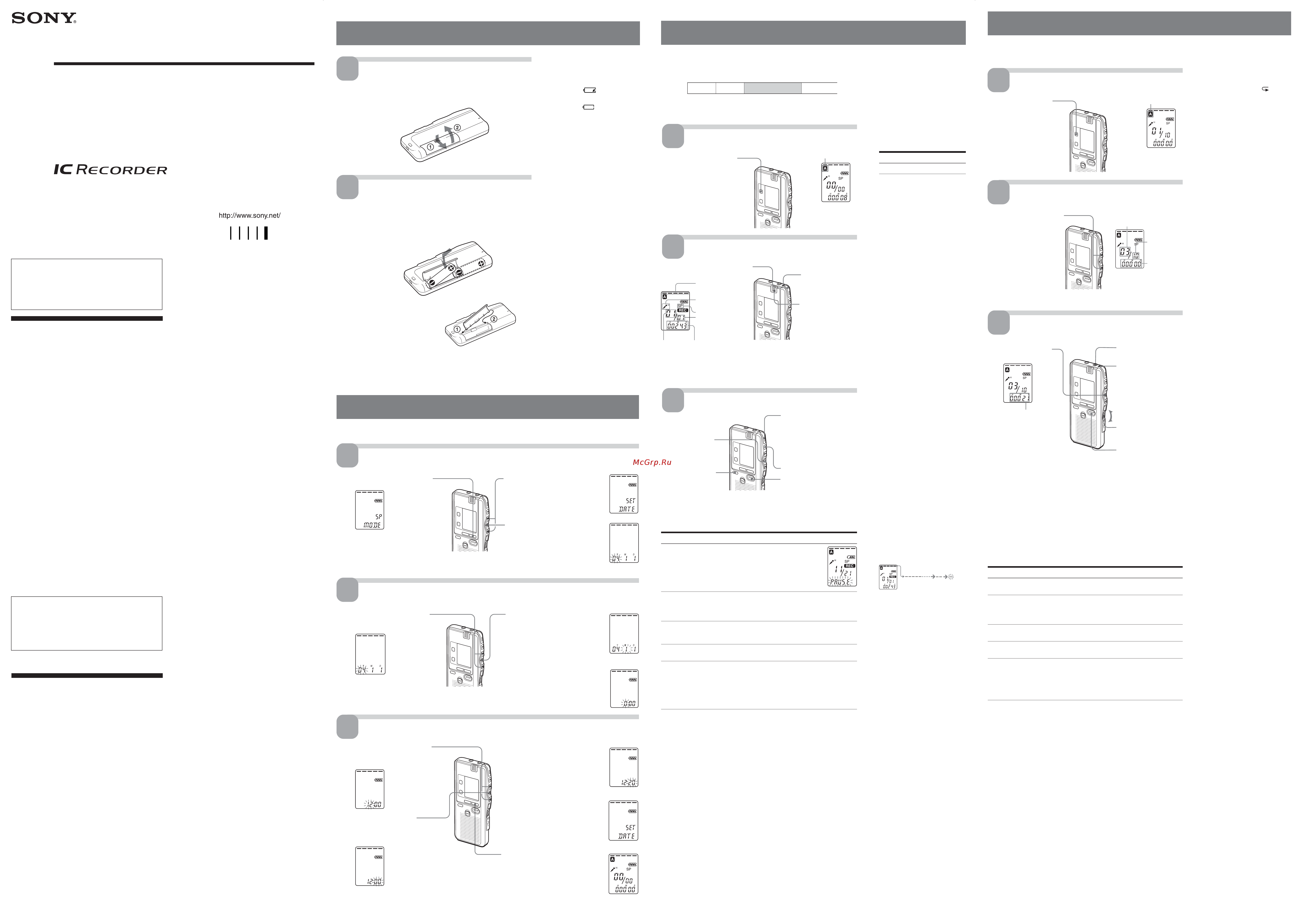 Sony ICD-P28 Инструкция по эксплуатации онлайн