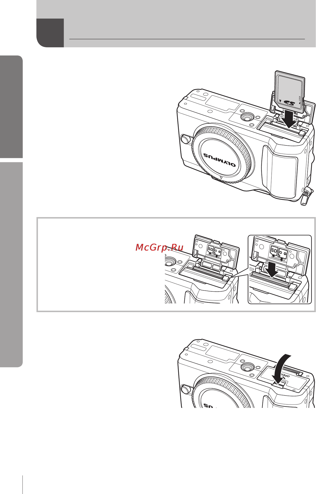 Olympus E-PL2 1442 Kit Wh/S [4/127] Вставка и извлечение карт памяти