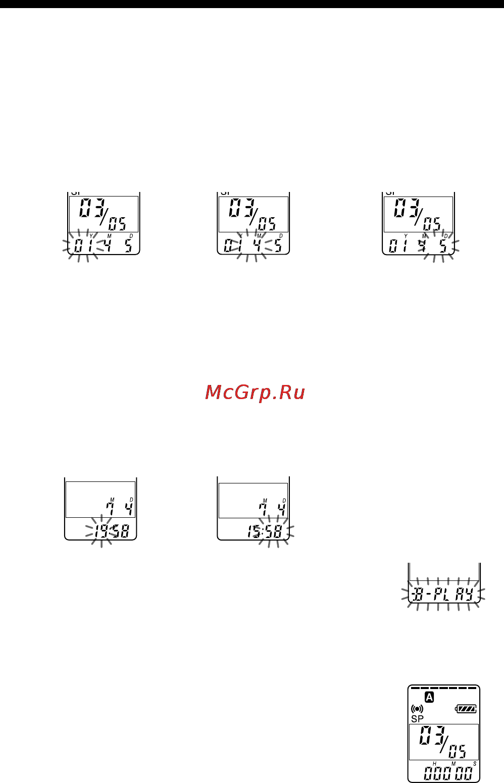 Sony ICD-BP150 [36/68] Playing back a message at a desired time with an alarm continued