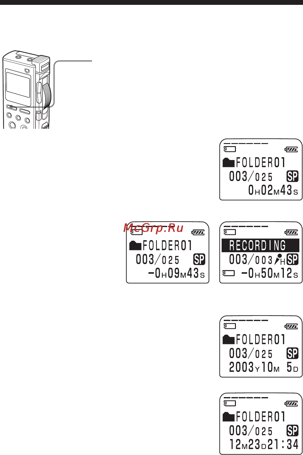 Sony ICD-BM1 [26/68] Recorded date and time display