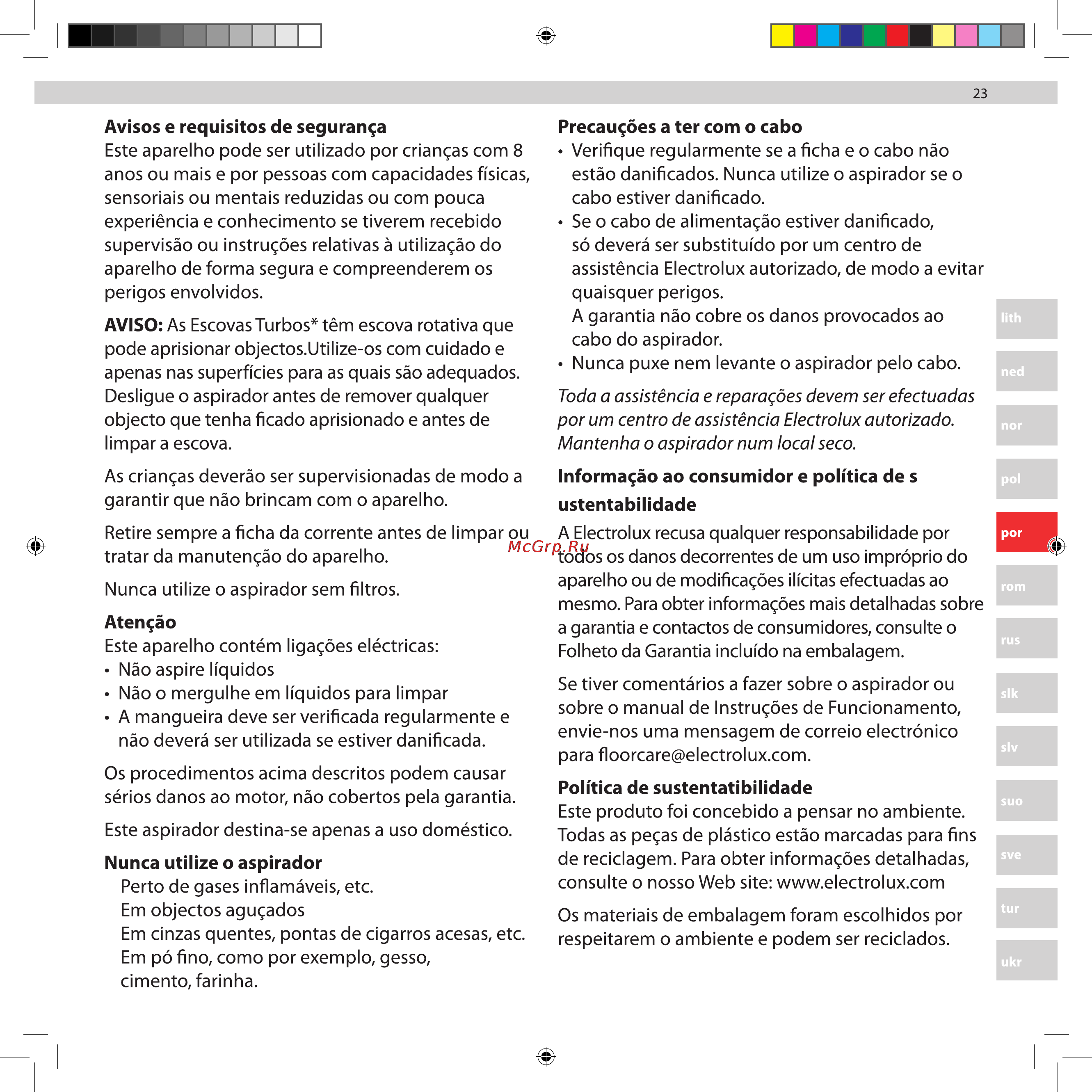 Electrolux UltraCaptic UCALLFLOOR Инструкция по эксплуатации онлайн [23/80] 28529