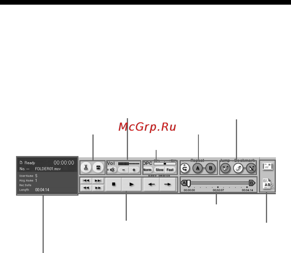 Sony ICD-MS515 [78/96] Haзвaния и фyнкции в оcновном окнe пpодолжeниe