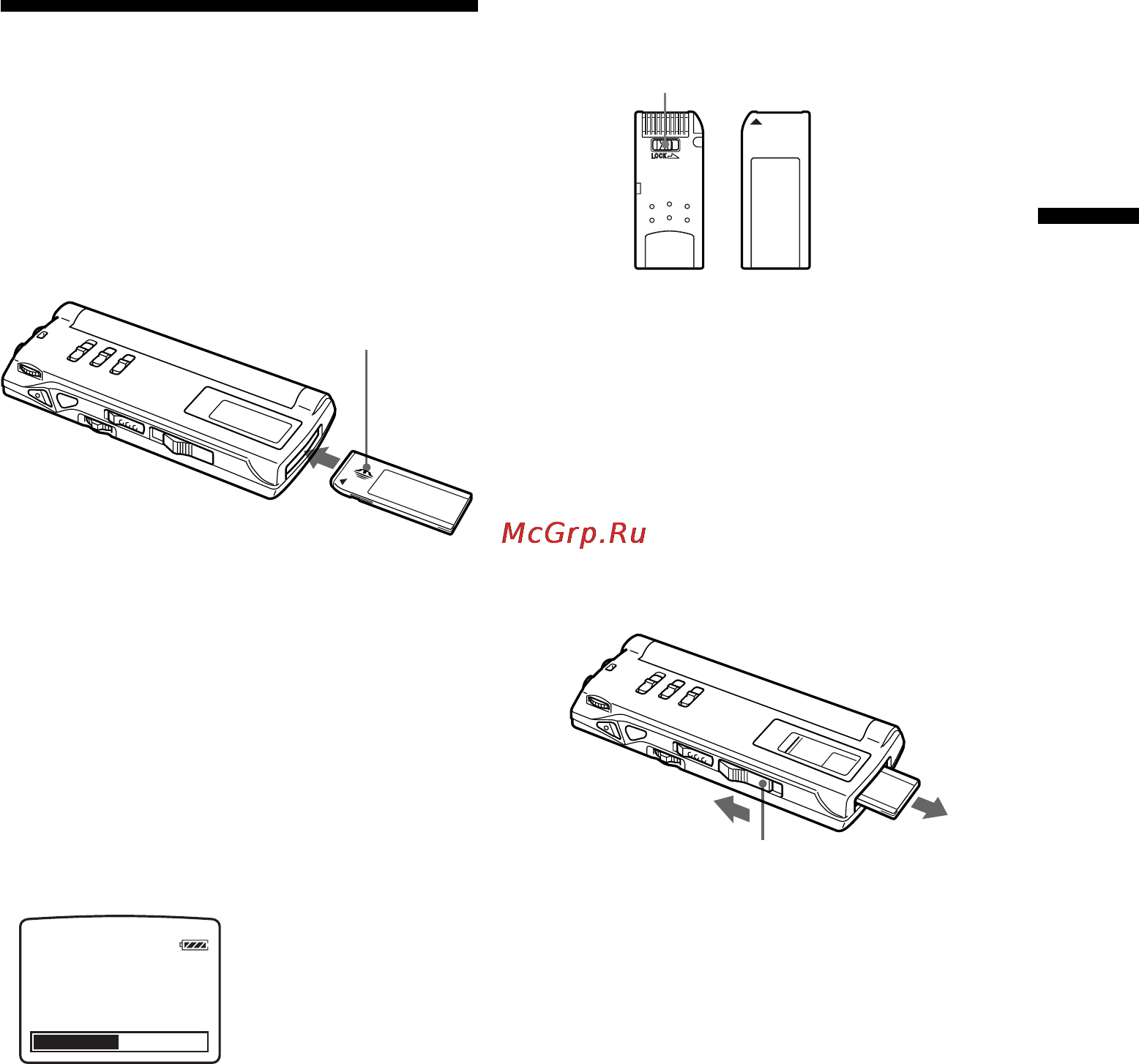 Sony ICD-MS1 [11/72] Step 3 inserting a memory stick into the ic recorder