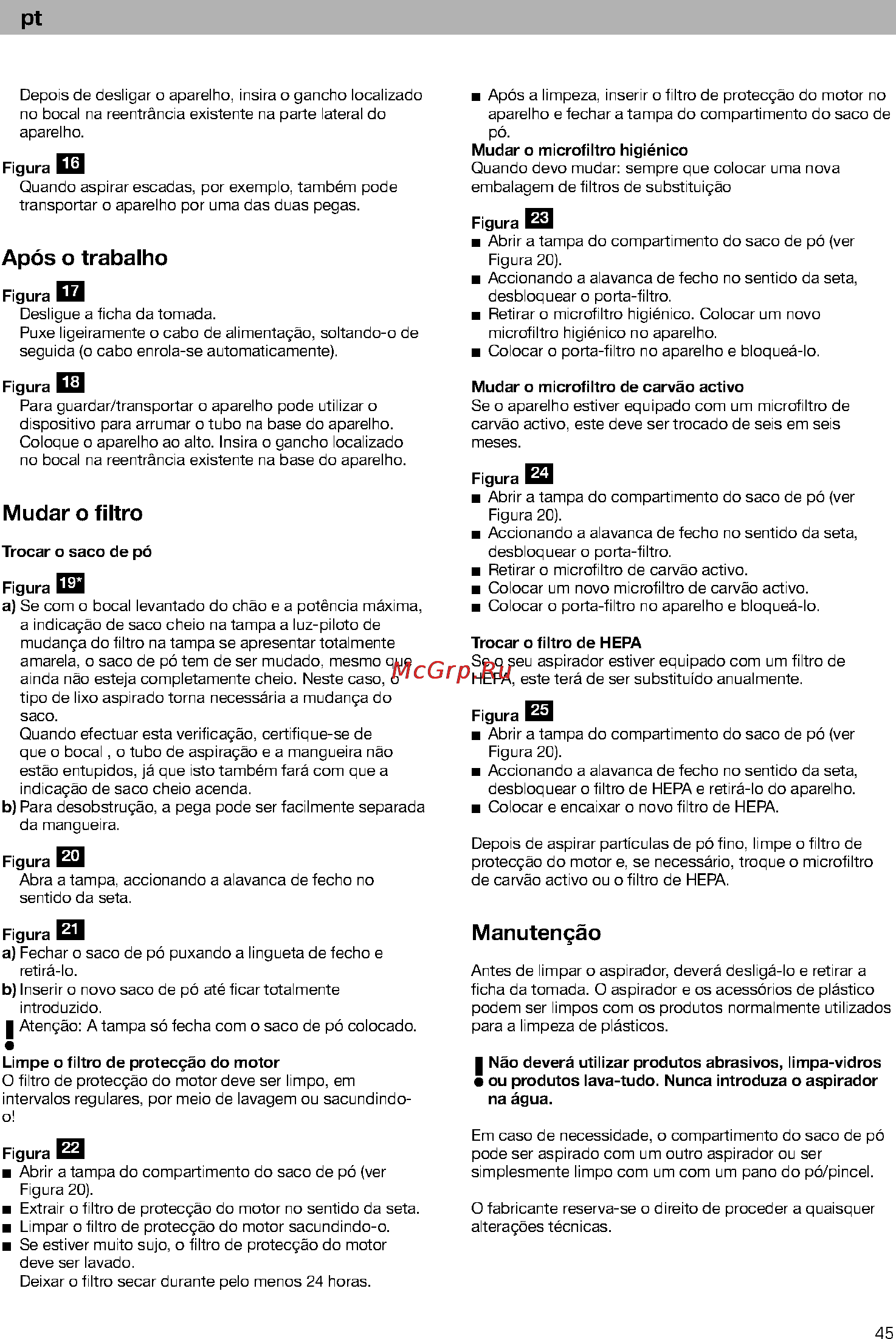 Bosch BSG61800 [50/101] Após o trabalho