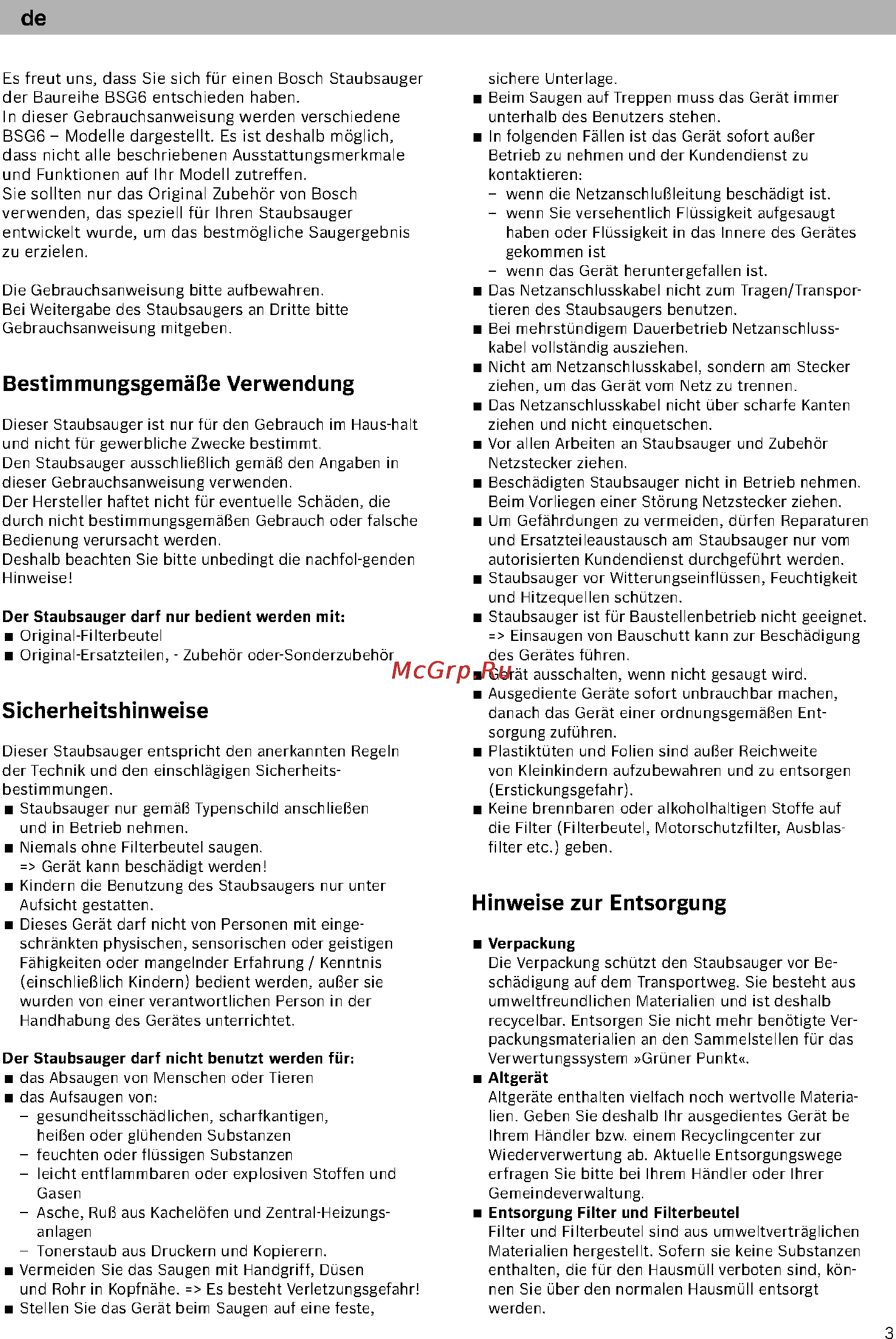 Bosch BSG61800 [8/101] Bestimmungsgemäße verwendung