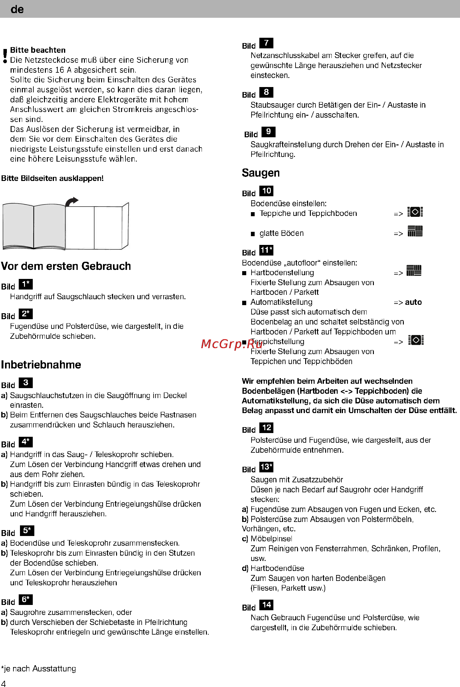 Bosch BSG61800 [9/101] Inbetriebnahme