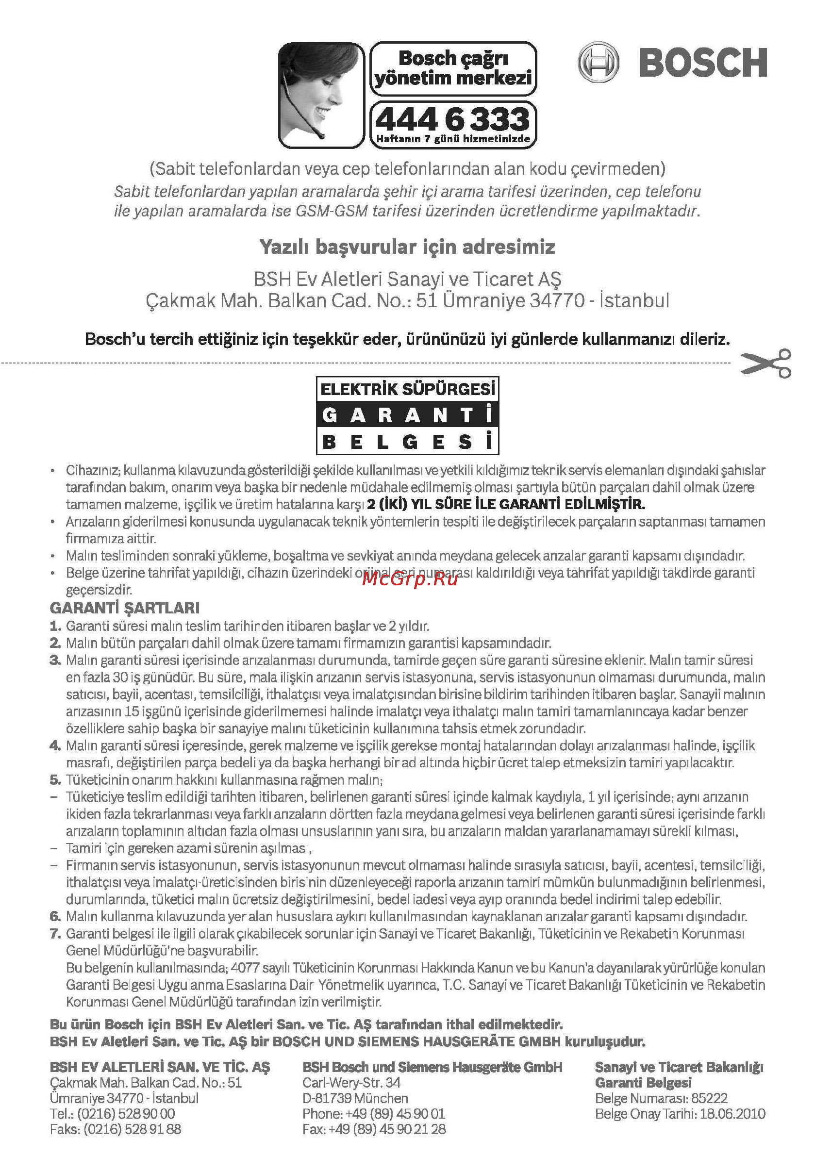 Bosch BSG61800 [95/101] Garantì