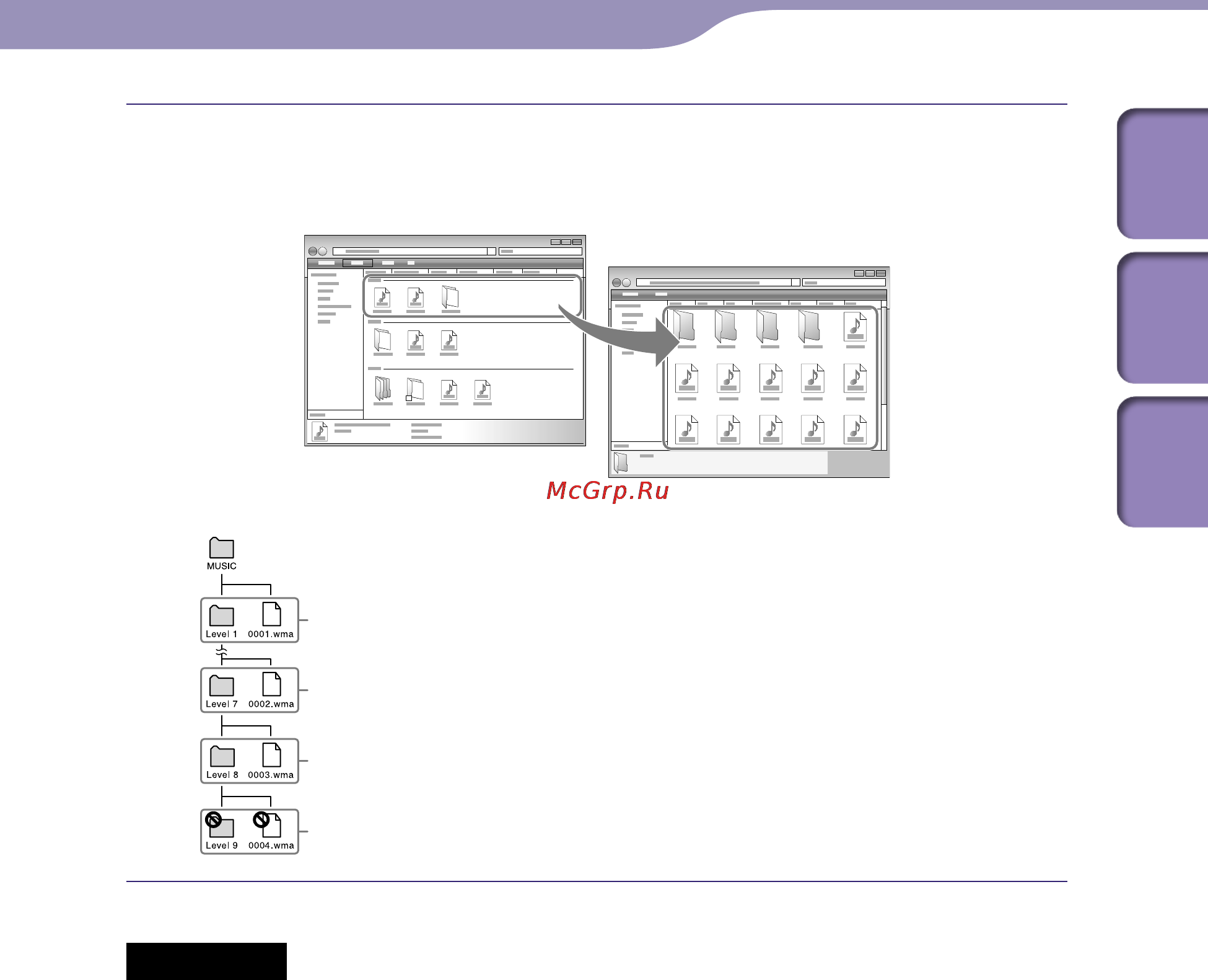 Sony NWZ-A845 [32/167] Перетащите файлы или папки в папку music или в одну из вложенных в нее папок